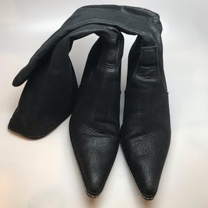 Donald J Pliner Black Stretch Leather Boots